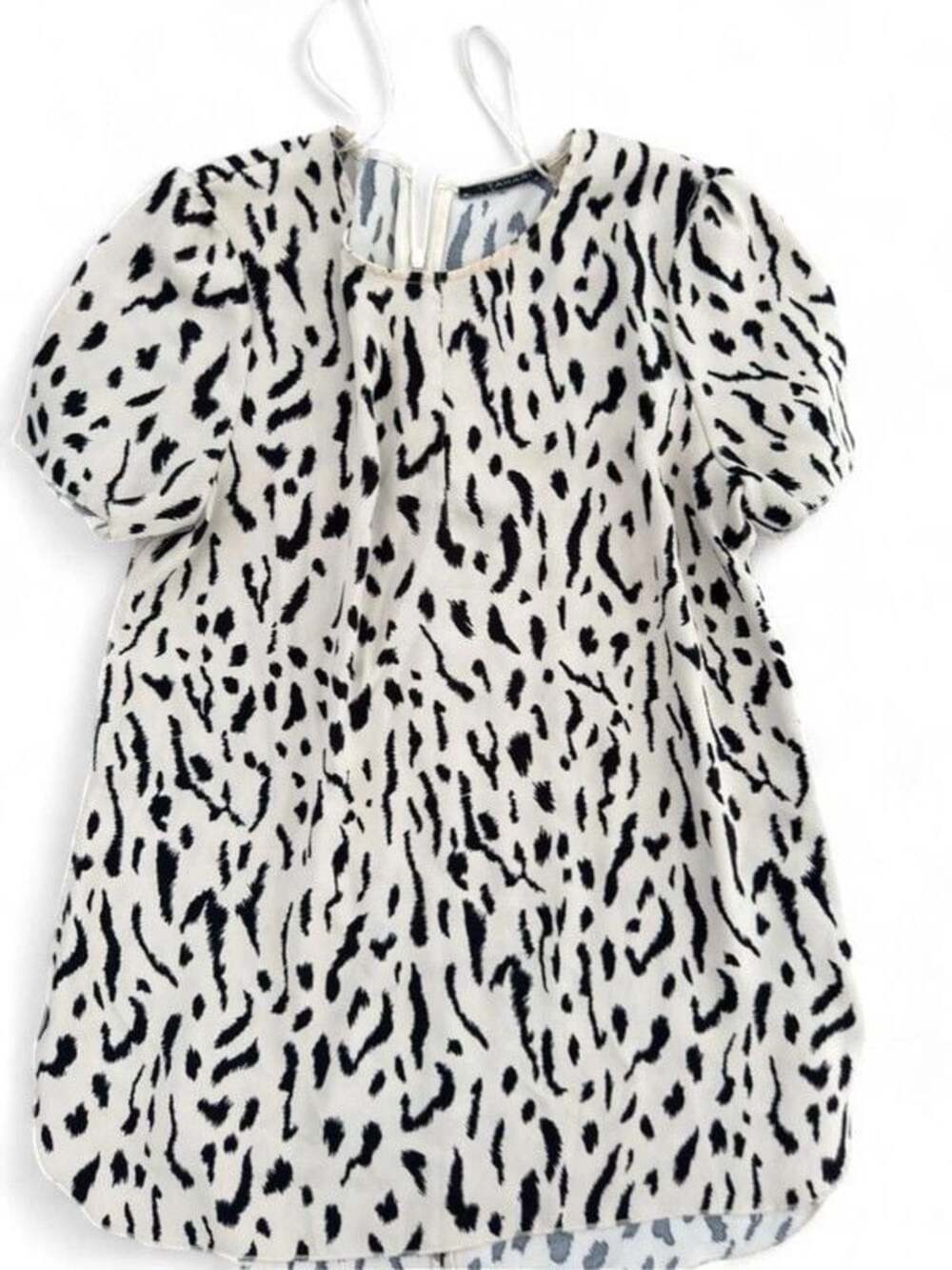 White & Black Abstract Print Short Sleeve Dress Size M